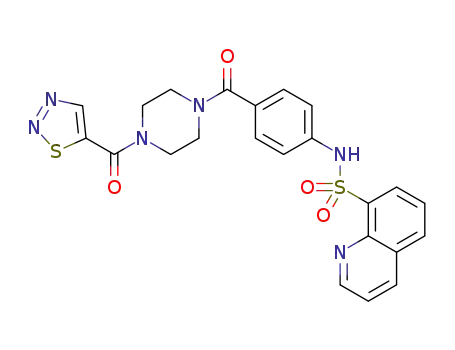 N-(4-(4-(1,2,3-thiadiazole-5-carbonyl)piperazine-1-carbonyl)phenyl)quinoline-8-sulfonamide