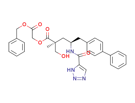Molecular Structure of 1394049-63-8 ((2S,4R)-5-Biphenyl-4-yl-2-hydroxymethyl-2-methyl-4-[(3H-[1,2,3]triazole-4-carbonyl)-amino]-pentanoic acid benzyloxycarbonylmethyl ester)