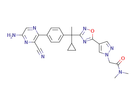 2-[4-(3-{1-[4-(5-amino-3-cyanopyrazin-2-yl)phenyl]-1-cyclopropylethyl}-[1,2,4]oxadiazol-5-yl)pyrazol-1-yl]-N,N-dimethylacetamide