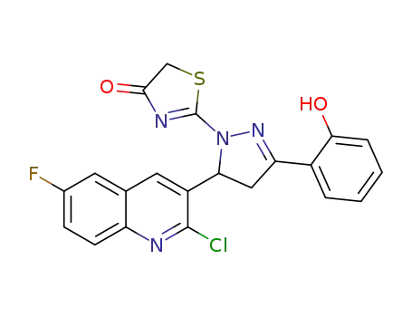 2-(5-(2-chloro-6-fluoroquinolin-3-yl)-3-(2-hydroxyphenyl)-4,5-dihydro-1H-pyrazol-1-yl)thiazol-4(5H)-one