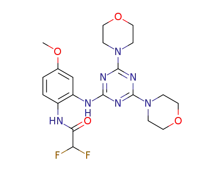 Molecular Structure of 1421518-25-3 (N-(2-((4,6-dimorpholino-1,3,5-triazin-2-yl)amino)-4-methoxyphenyl)-2,2-difluoroacetamide)