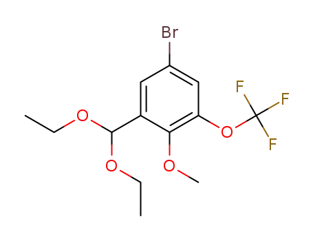 Molecular Structure of 1285576-07-9 (5-bromo-1-diethoxymethyl-2-methoxy-3-trifluoromethoxybenzene)