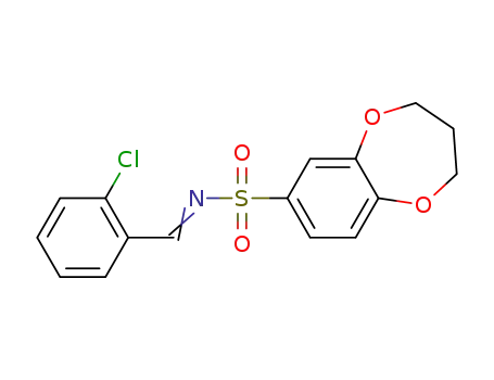 Molecular Structure of 1402599-46-5 (N-((2-chlorophenyl)methylidene)-3,4-dihydro-2H-1,5-benzodioxepine-7-sulfonamide)