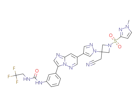 N-{3-[7-(1-{3-(Cyanomethyl)-1-[(1-methyl-1H-pyrazol-3-yl)sulfonyl]azetidin-3-yl}-1H-pyrazol-4-yl)imidazo[1,2-b]pyridazin-3-yl]phenyl}-N'-(2,2,2-trifluoroethyl)urea
