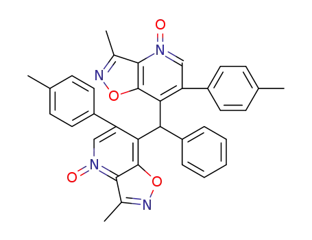 Molecular Structure of 1370018-91-9 (7,7'-(phenylmethylene)bis(3-methyl-6-(4-methylphenyl)isoxazolo[4,5-b]pyridine-N-oxide))