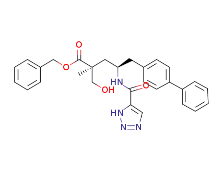 Molecular Structure of 1394049-66-1 ((2S,4R)-5-Biphenyl-4-yl-2-hydroxymethyl-2-methyl-4-[(3H-[1,2,3]triazole-4-carbonyl)-amino]-pentanoic acid benzyl ester)