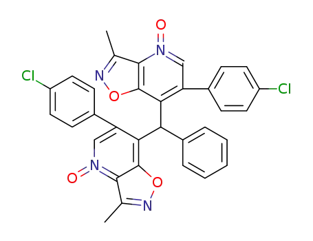 Molecular Structure of 1370018-94-2 (7,7'-(phenylmethylene)bis(3-methyl-6-(4-chlorophenyl)isoxazolo[4,5-b]pyridine-N-oxide))