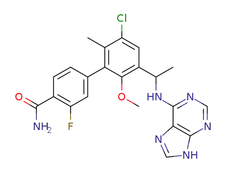 3'-Chloro-3-fluoro-6'-methoxy-2'-methyl-5'-[1-(9H-purin-6-ylamino)ethyl]biphenyl-4-carboxamide