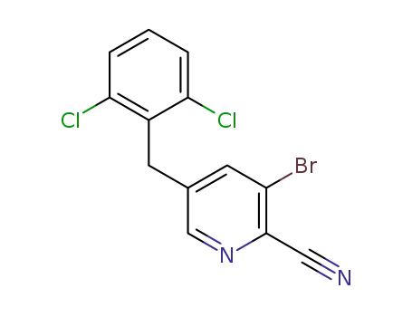 Molecular Structure of 1389439-51-3 (3-bromo-5-(2,6-dichlorobenzyl)picolinonitrile)