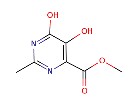 Molecular Structure of 878158-18-0 (5,6-DIHYDROXY-2-METHYL-PYRIMIDINE-4-CARBOXYLIC ACID METHYL ESTER)