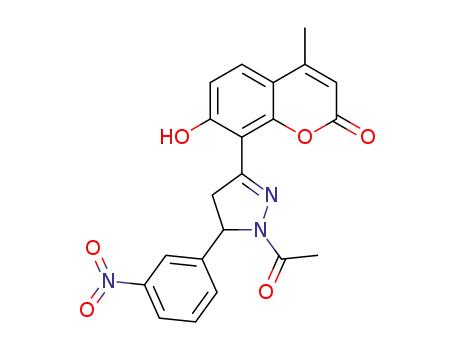 8-(1-acetyl-4,5-dihydro-5-(3-nitrophenyl)-1H-pyrazol-3-yl)-7-hydroxy-4-methyl-2H-1-benzopyran-2-one