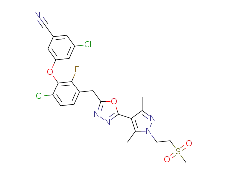 3-chloro-5-({6-chloro-3-[(5-{3,5-dimethyl-1-[2-(methylsulfonyl)ethyl]-1H-pyrazol-4-yl}-1,3,4-oxadiazol-2-yl)methyl]-2-fluorophenyl}oxy)benzonitrile