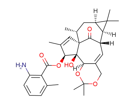 Molecular Structure of 1383427-53-9 (ingenol-5,20-acetonide-3-(2-amino-6-methyl-benzoate))