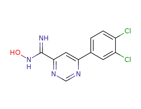 Molecular Structure of 1319158-16-1 (N-hydroxy-6-(3,4-dichloro-phenyl)-pyrimidine-4-carboxamidine)