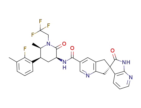 (6S)-N-[(3S,5S,6R)-5-(2-Fluoro-3-methylphenyl)-6-methyl-2-oxo-1-(2,2,2-trifluoroethyl)piperidin-3-yl]-2'-oxo-1',2',5,7-tetrahydrospiro[cyclopenta[b]pyridine-6,3'-pyrrolo[2,3-b]pyridine]-3-carboxamide