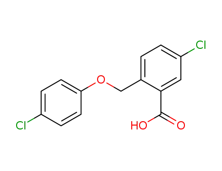 Molecular Structure of 868635-82-9 (5-chloro-2-((4-chlorophenoxy)methyl)benzoic acid)