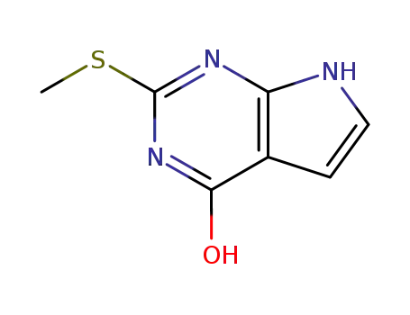Molecular Structure of 67831-83-8 (2-METHYLSULFANYL-7H-PYRROLO[2,3-D]PYRIMIDIN-4-OL)