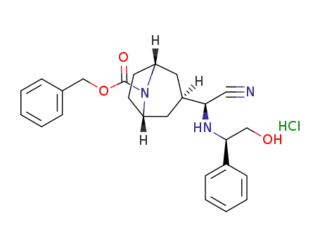 1-(2-hydroxy-1-(1R)-phenylethyl amino)-1-(8-(benzyloxy carbonyl)-8-aza-bicyclo[3.2.1]-oct-3-yl)-exo-methane-1-(1S)-carbonitrile hydrochloride salt
