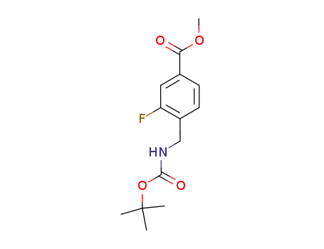 Molecular Structure of 744200-36-0 (Benzoic acid, 4-[[[(1,1-dimethylethoxy)carbonyl]amino]methyl]-3-fluoro-,
methyl ester)