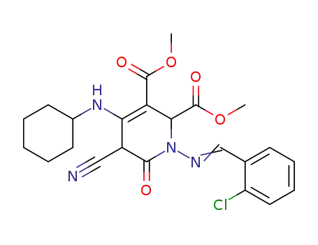 dimethyl 1-(2-chlorobenzylideneamino)-5-cyano-4-(cyclohexylamino)-6-oxo-1,2,5,6-tetrahydropyridine-2,3-dicarboxylate