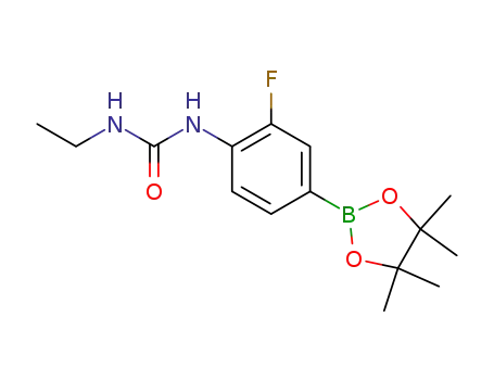 Molecular Structure of 1448987-84-5 (1-ethyl-3-[2-fluoro-4-(4,4,5,5-tetramethyl-[1,3,2]dioxaborolan-2-yl)phenyl]urea)