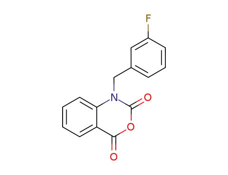 Molecular Structure of 57384-89-1 (1-(3-fluoro-benzyl)-1<i>H</i>-benzo[<i>d</i>][1,3]oxazine-2,4-dione)