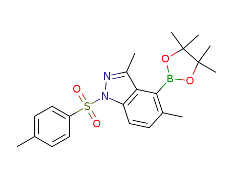 Molecular Structure of 1421252-90-5 (3,5-diMethyl-4-(4,4,5,5-tetraMethyl-1,3,2-dioxaborolan-2-yl)-1-tosyl-1H-indazole)