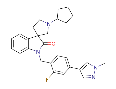 1'-cyclopentyl-1-(2-fluoro-4-(1-methyl-1H-pyrazol-4-yl)benzyl)spiro[indoline-3,3'-pyrrolidin]-2-one