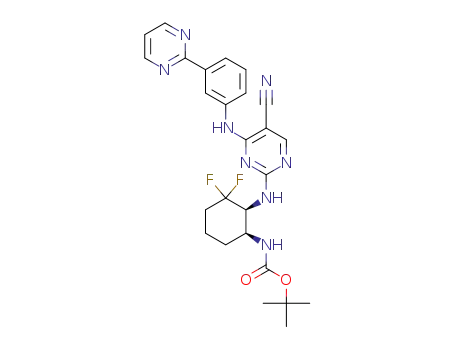 tert-butyl ((1S,2S)-2-((5-cyano-4-((3-(pyrimidin-2-yl)phenyl)amino)pyrimidin-2-yl)amino)-3,3-difluorocyclohexyl)carbamate