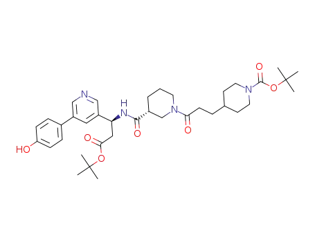 tert-butyl 4-{3-[(3R)-3-{[(1S)-3-tert-butoxy-1-{5-[4-hydroxyphenyl]pyridin-3-yl}-3-oxopropyl]carbamoyl}piperidin-1-yl]-3-oxopropyl}piperidine-1-carboxylate