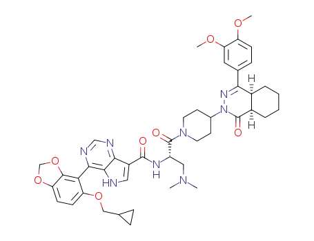 4-[5-(cyclopropylmethoxy)-1,3-benzodioxol-4-yl]-N-[(2S)-1-{4-[(4aS,8aR)-4-(3,4-dimethoxyphenyl)-1-oxo-4a,5,6,7,8,8a-hexahydrophthalazin-2(1H)-yl]piperidin-1-yl}-3-(dimethylamino)-1-oxopropan-2-yl]-5H-pyrrolo[3,2-d]pyrimidine-7-carboxamide