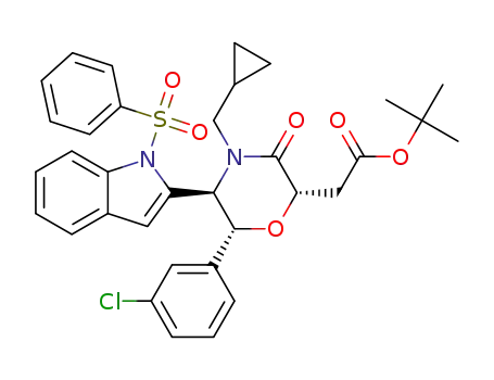 tert-butyl 2-((2S,5R,6R)-6-(3-chlorophenyl)-4-(cyclopropylmethyl)-3-oxo-5-((phenylsulfonyl)-1H-indol-2-yl)morpholin-2-yl)acetate