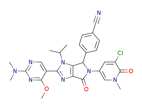 4-[5-(5-chloro-1-methyl-6-oxo-1,6-dihydro-pyridin-3-yl)-2-(2-dimethylamino-4-methoxy-pyrimidin-5-yl)-3-isopropyl-6-oxo-3,4,5,6-tetrahydro-pyrrolo[3,4-d]imidazol-4-yl]-benzonitrile