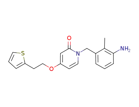 Molecular Structure of 934628-27-0 (1-(3-AMINO-2-METHYL-BENZYL)-4-(2-THIOPHEN-2-YL-ETHOXY)-2-PYRIDONE)