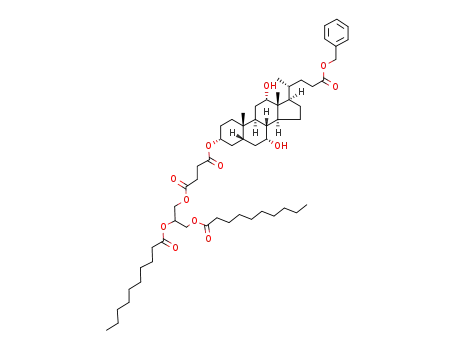 Molecular Structure of 1430196-64-7 (benzyl 3α-{3-[2,3-bis(decanoyloxy)propyloxycarbonyl]propanoyloxy}-7α,12α-dihydroxy-5β-cholan-24-oate)