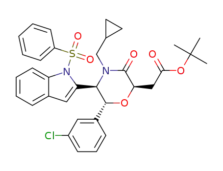 tert-butyl 2-((2R,5R,6R)-6-(3-chlorophenyl)-4-(cyclopropylmethyl)-3-oxo-5-((phenylsulfonyl)-1H-indol-2-yl)morpholin-2-yl)acetate