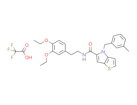 Molecular Structure of 1439376-14-3 (N-(3,4-diethoxyphenethyl)-4-(3-methylbenzyl)-4H-thieno[3,2-b]pyrrole-5-carboxamide trifluoroacetate)