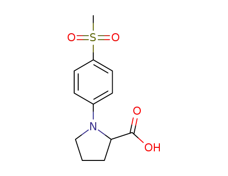Molecular Structure of 1330783-57-7 (1-[4-(METHYLSULFONYL)PHENYL]PYRROLIDINE-2-CARBOXYLIC ACID)