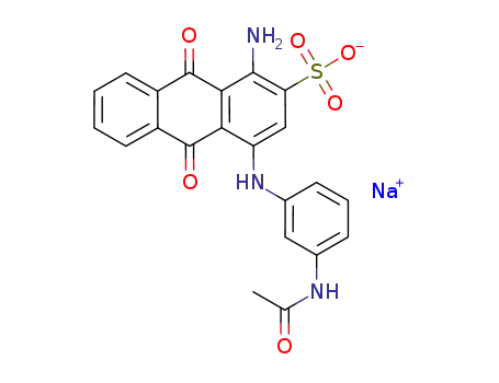 Molecular Structure of 70571-81-2 (sodium 4-[[3-(acetylamino)phenyl]amino]-1-amino-9,10-dihydro-9,10-dioxoanthracene-2-sulphonate)