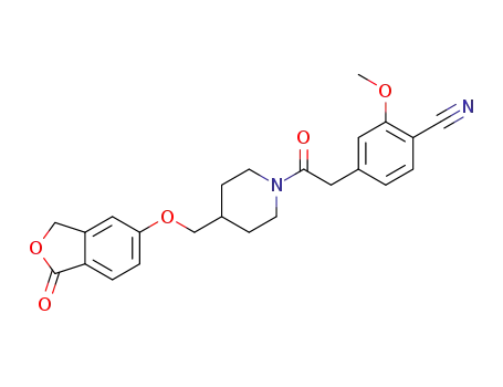 2-methoxy-4-[2-oxo-2-(4-{[(1-oxo-1,3-dihydro-2-benzofuran-5-yl)oxy]methyl}piperidin-1-yl)ethyl]benzonitrile