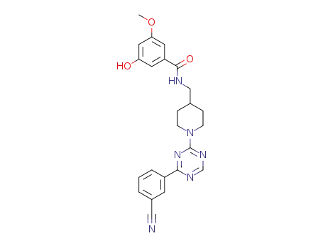 N-((1-(4-(3-cyanophenyl)-1,3,5-triazin-2-yl)piperidin-4-yl)methyl)-3-hydroxy-5-methoxybenzamide
