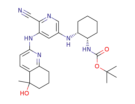 tert-butyl (1S,2R)-2-(6-cyano-5-(5-hydroxy-5-methyl-5,6,7,8-tetrahydroquinolin-2-ylamino)pyridin-3-ylamino)cyclohexylcarbamate