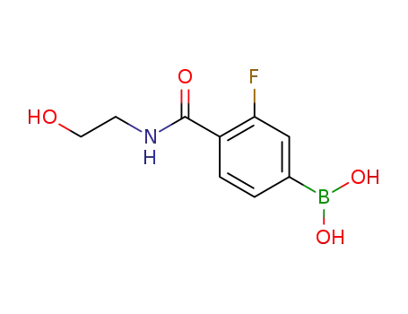 Molecular Structure of 874289-21-1 (3-FLUORO-4-(2-HYDROXYETHYLCARBAMOYL)PHENYLBORONIC ACID)