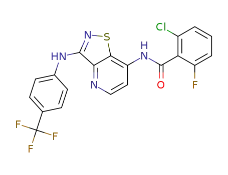 2-chloro-6-fluoro-N-(3-{[4-(trifluoromethyl)phenyl]amino}[1,2]thiazolo[4,5-b]pyridin-7-yl)benzamide
