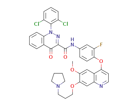 N-(3-fluoro-4-((6-methoxy-7-(3-(pyrrolidin-1-yl)propoxy)quinolin-4-yl)oxy)phenyl)-1-(2,6-dichlorophenyl)-4-oxo-1,4-dihydrocinnoline-3-carboxamide