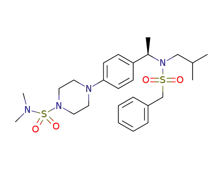 Molecular Structure of 1445902-12-4 (4-{4-[(R)-1-(N-isobutyl-1-phenylmethylsulfonamido)-ethyl]-phenyl}-piperazine-1-sulfonic acid N,N-dimethylamide)