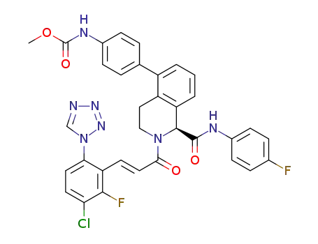 (S,E)-methyl 4-(2-(3-(3-chloro-2-fluoro-6-(1H-tetrazol-1-yl)phenyl)acryloyl)-1-((4-fluorophenyl)carbamoyl)-1,2,3,4-tetrahydroisoquinolin-5-yl)phenylcarbamate