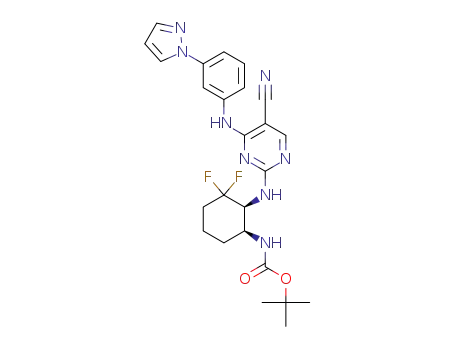 tert-butyl ((1S,2S)-2-((4-((3-(1H-pyrazol-1-yl)phenyl)amino)-5-cyanopyrimidin-2-yl)amino)-3,3-difluorocyclohexyl)carbamate