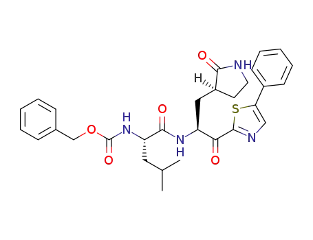 benzyl ((S)-4-methyl-1-oxo-1-(((S)-1-oxo-3-((S)-2-oxopyrrolidin-3-yl)-1-(5-phenylthiazol-2-yl)propan-2-yl)amino)pentan-2-yl)carbamate