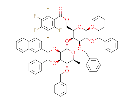 pent-4-enyl 3,4-di-O-benzyl-2-O-(2-naphthylmethyl)-α-L-rhamnopyranosyl-(1→4)-2,3-di-Obenzyl-6-O-pentafluorobenzoyl-α-D-galactopyranoside